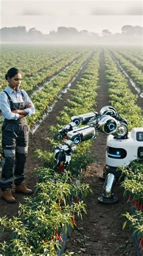 Smart farming in action! 🌾🤖🚜Future technology for better agriculture.