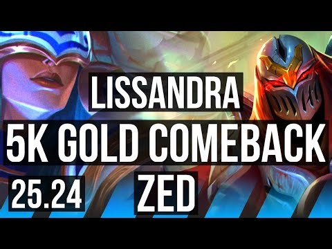 LISSANDRA vs ZED (MID) | 5k gold comeback, 39K damage | KR Master | 25.24