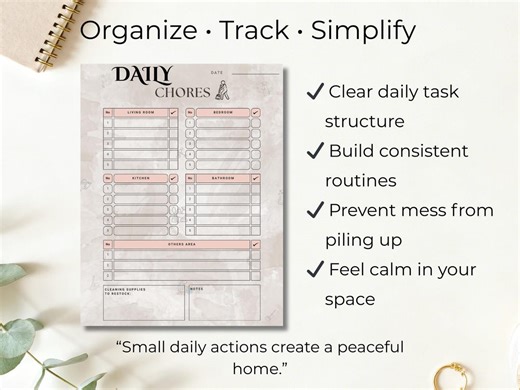 Daily Chore Planner, Bills Log Tracker, Home Management Bundle (PDF) - Etsy