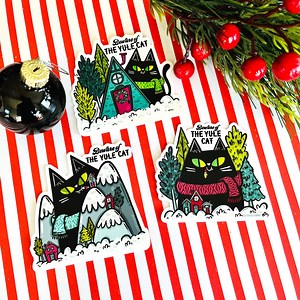 Yule Cat Vinyl Stickers (set or Singles) | Creepmas Sticker | Hexmas Sticker | Sticker Pack | Cat Sticker | Holiday Sticker | Spookmas - Etsy