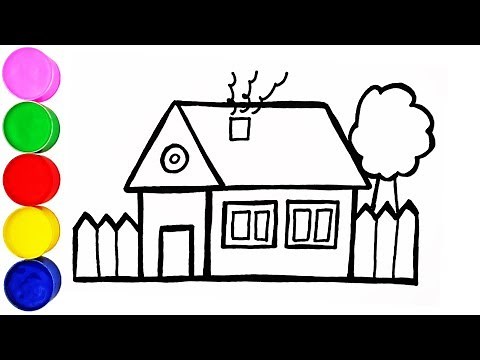 Haus Zeichnen und Malen für Kinder Deutsch für Kinder Farben Lernen