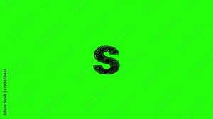 letter s lowercase scribble animation in green screen