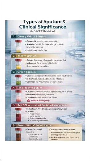 Types of Sputum in 5 second | Clinical Significance for NEET PG, NORCET, Nursing & MBBS