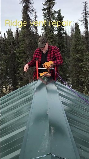 Fixing the roof ridge vent while the weather is amazing on the #lifeinalaska #homestead