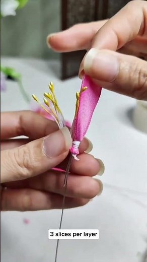 DIY Pink Freesia Flower Tutorial | Nylon Stocking Fabric Flower 🌸#freesiaflower#pinkfreesia