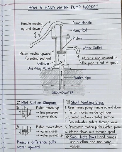 How a Hand Water Pump WorksThe pump works using Suction
