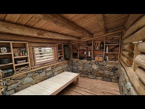 Man Spent 15 Days to Build a House of STONES and LOGS in the Forest. From start to finish.