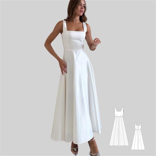 Strap Prom Dress Sewing Pattern: Cocktail, Evening Gown (A4 A0) (PDF Pattern) - Etsy