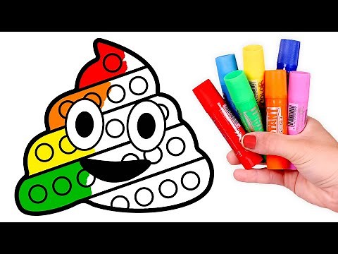 Colorea un EMOJI de CACA Pop It arcoíris 🌈💩 Dibujos para niños
