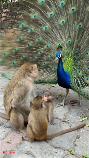 monkey playing with peacock 🦚#monkeyvideo #funny #bandar #monkey