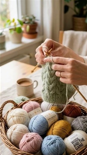 Knitting Basket Aesthetic 🧺🧶 | Cozy Handmade Yarn Moment #knitting #knitting basket #aesthetic