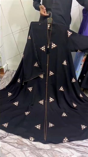 Front Open Embroidery Abaya with Big Flair | Black Abaya | Modest Fashion #abaya #embroideryabaya