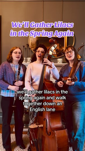 Zoe Swann on Instagram: "“We’ll Gather Lilacs in the Spring Again” (1945). A song written at the end of war. About waiting. About believing in spring. 🌸 💗 Ellie on uke, Zoe on bass, Astrid on clarinet. Recorded at @34rr_studio #wartimesongs #VintageJazz #CloseHarmony #WomenInJazz #wellgatherlilacsinthespring #moonpoppies #underthemoonmusic #birminghamjazz #uprightbassandvocals #jazzclarinet #jazzukulele"