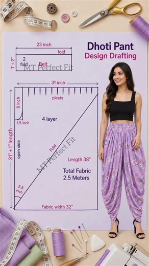 🔥Easy Dhoti Pant Drafting for Beginners #shorts #shortsfeed #youtubeshorts