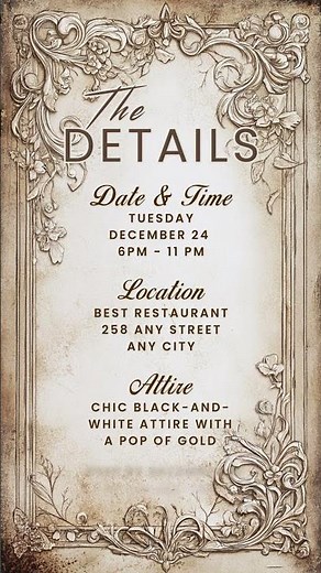 Elegant Antique Scroll 40th Birthday – Animated Video Invitation (Editable in Canva)