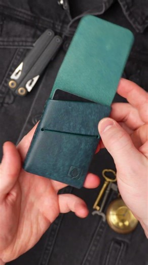Stash Minimalist Wallet in Pueblo Blue | Holds 10 Cards + Cash | Leathercraft