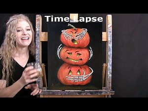 Learn How to Draw and Paint Halloween "SEE, HEAR, SPEAK NO EVIL" - Time Lapse - Easy Acrylic Lesson