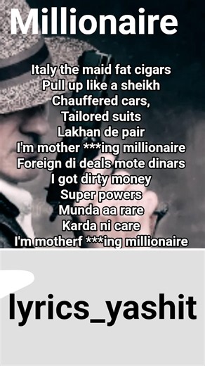 Millionaire lyrics #song #music lyrics_yashit