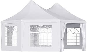 Outsunny 22 x 16 ft Party Tent With Sidewalls, Heavy Duty Event Gazebo With 2 Doors and 6 Windows for Weddings and Outdoor Parties, White
