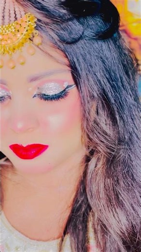 “✨ Glitter Eye Makeup Tutorial | Silver Glam Look with Floral Detail 🌸”#makeuplover#shortvideoviral