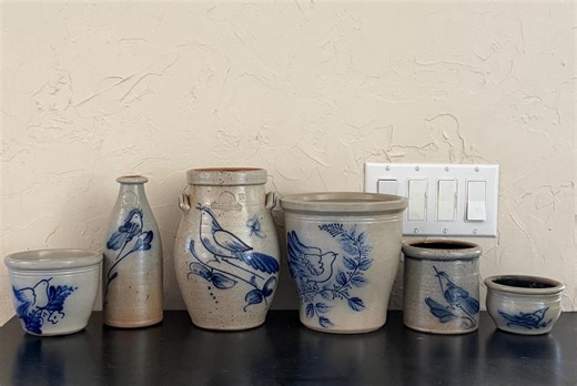 Vintage Rowe Pottery Bluebird Stoneware Canisters, Salt-glazed Finish - Etsy UK