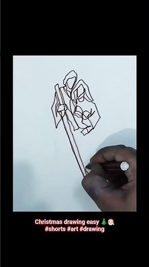 "Easy Baby Jesus, Mary & Joseph Line Art Drawing ✨ | Christmas Nativity Drawing for Beginners 🎄" 🎄🎄