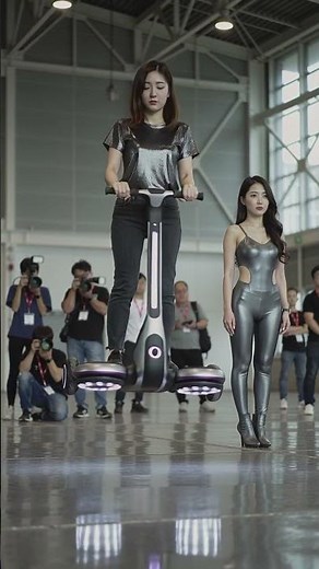 Futuristic Ride: Women Show Advanced Hoverboard Tech #hoverboard #technology