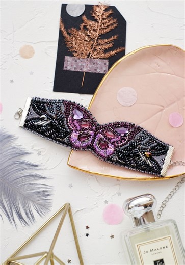 Purple Butterfly Beaded Bracelet Kit, Purple Butterfly Beadwork on Art Natural Canvas, Gothic Beading Bracelet Handmade Set, Girlfriend Gift - Etsy