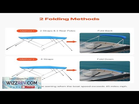 VEVOR 4 Bow Boat Bimini Tops 600D Polyester Canopy with Aluminum Alloy