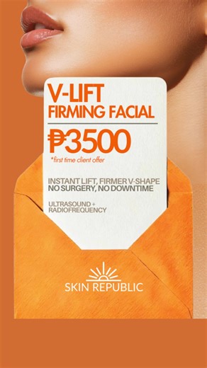 V-Lift Firming Facial: Instant Lift, No Surgery Needed Say goodbye to saggy skin, wrinkles, and soft jawlines with Skin Republic's V-Lift Firming Facial—a quick 20-40 minute powerhouse. Using ultrasound and radio frequency to penetrate deep, spark collagen production, and tighten for slimmer cheeks, contoured profile, and defined firmness that lasts weeks. Gravity and aging steal elasticity, but this non-invasive treatment delivers immediate lift, reduces fine lines, evens tone, and sculpts with