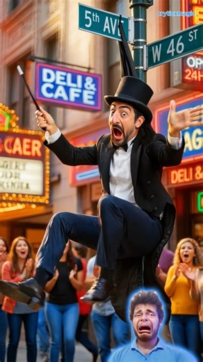 He tried to levitate...🫢 then the street sign happened! 🎩✨ #shorts #magic #magicfail