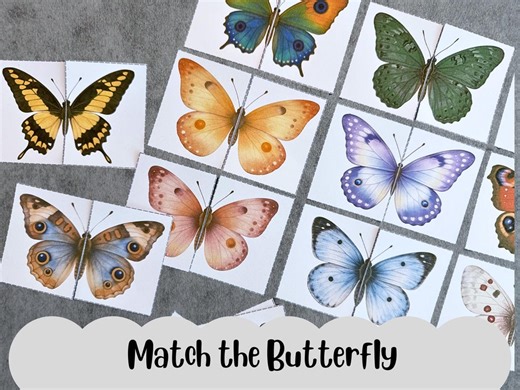 Butterfly Matching Game Printable, Preschool Puzzle Activity, Symmetry Learning, Toddler Busy Book, Kids Fine Motor - Etsy