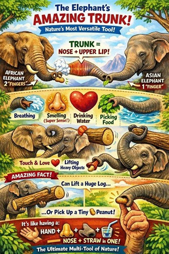 Elephant Trunk Secrets You Didn’t Know 🐘😲