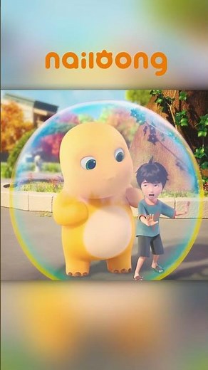 🫧 Nailoong's bubble is SO BIG it carries him & Seven into the sky! 🐉☁️#Nailoong #dinokuning