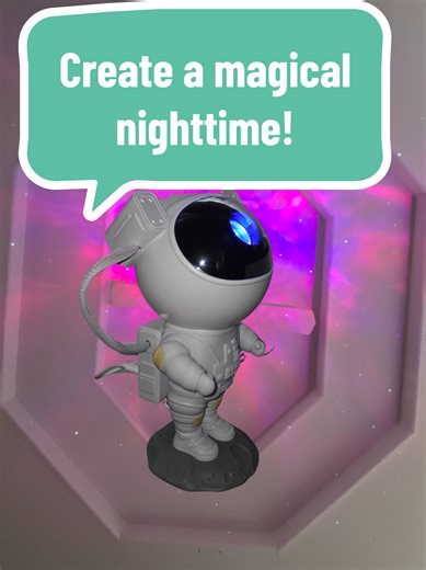 Spark joy in your little one with breathtaking space views! The Astronaut Galaxy Projector creates mesmerizing 360 space shows with its flexible spaceman head. Adjust its orientation to create a dynamic light show that sparks joy. Perfect for creating a magical nighttime show or use as a night light. Click to make every night an unforgettable journey through the stars! #astronaut #galaxy #projector #nightlights #stars
