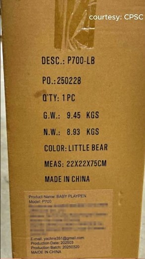 Baby play yard, sold on Amazon, recalled due to life-threatening risks