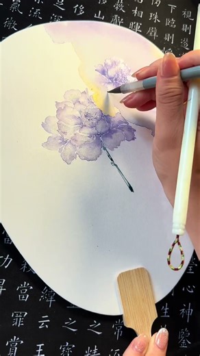 Splashing ink painting fan, like a fairy swaying gently under the moonlight#fan