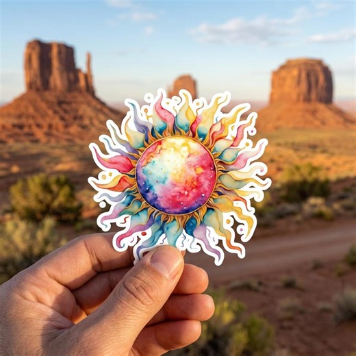 Sun Sticker | 3" Colorful Sunshine Vinyl Decal | Boho Summer Solar Beach Vibes Yellow Blazing Sun Laptop, Water Bottle & Phone Sticker - Etsy
