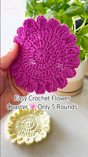 Easy Crochet Flower Coaster 🌸 Only 5 Rounds