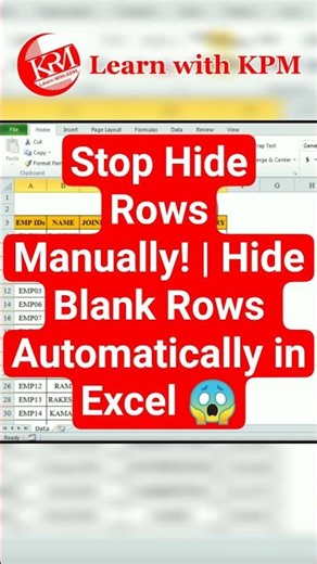 Stop Hide Rows Manually! | Hide Blank Rows Automatically in Excel 😱 #shorts #excel