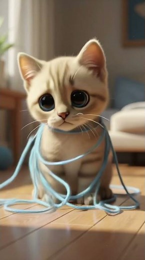 The Kitten and the Yarn Ball — A Cozy Tangle 🧶💙