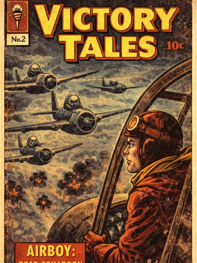 AIRBOY: Dead Squadron | Victory Tales #2 They were declared dead. But they were still flying. Airboy encounters a silent squadron in the clouds — planes with no pilots, no radio chatter, and markings from men lost weeks earlier. Through flak and fire, the dead protect one of their own. A dark Victory Tales story inspired by Golden Age war comics. Hashtags #VictoryTales #GoldenAgeComics #Airboy #WarHorror #PulpFiction