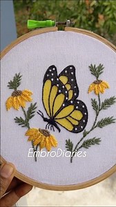 VERY EASY BUTTERFLY HAND EMBROIDERY DESIGN FOR BEGINNERS