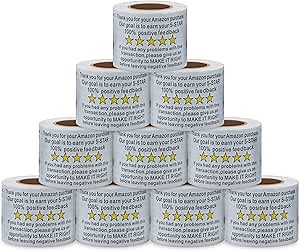 Aleplay Thank You for Your Amazon Purchase Stickers 2×3 Inch Positive Negative Feedback Labels for E-Commerce,Customer Service,Small Business - 200 Stickers Per Roll (10 Rolls)