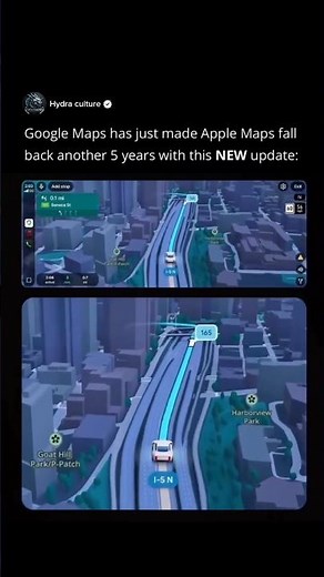 Google Map has just made Apple Maps fall back another 5 years with this NEW update #googlemaps #cars