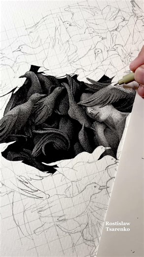 Part 1 of drawing in dotwork