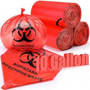 Geiserailie 200 Pack 20" x 20" Biohazard Waste Bags 10 Gallon Red Trash Liner with Hazard Symbol for Infectious Waste Disposal Safe Infectious