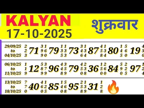 KALYAN BAZAR 17-10-2025 || KALYAN BAZAR SINGLE OPEN | KALYAN CHART | KALYAN BAZAR OPEN TODAY