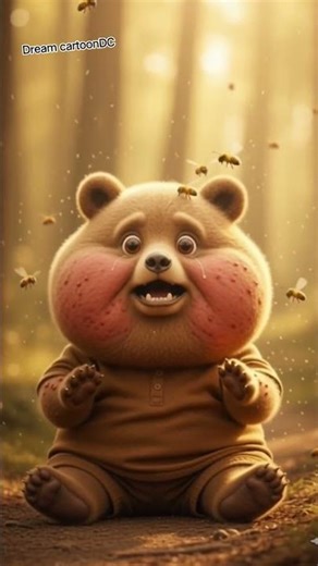 baby bear and Bee 🐝🤯 The bear took revenge#animalstories#babybear #animalcartoon #animalshorts