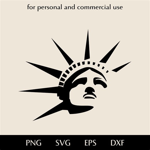 Statue of Liberty Face SVG, World-famous Sculpture Head Png, Eps, Dxf, Architectural Monument Simple Vector, USA Libertas Landmarks Clipart - Etsy
